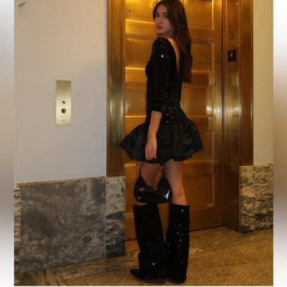 ZARA SEQUIN GAITER BOOTS